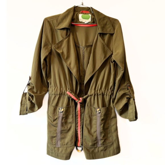 Anthropologie Gisborne Obi Trench Anorak Jacket Olive Green Size XS - Picture 4 of 11